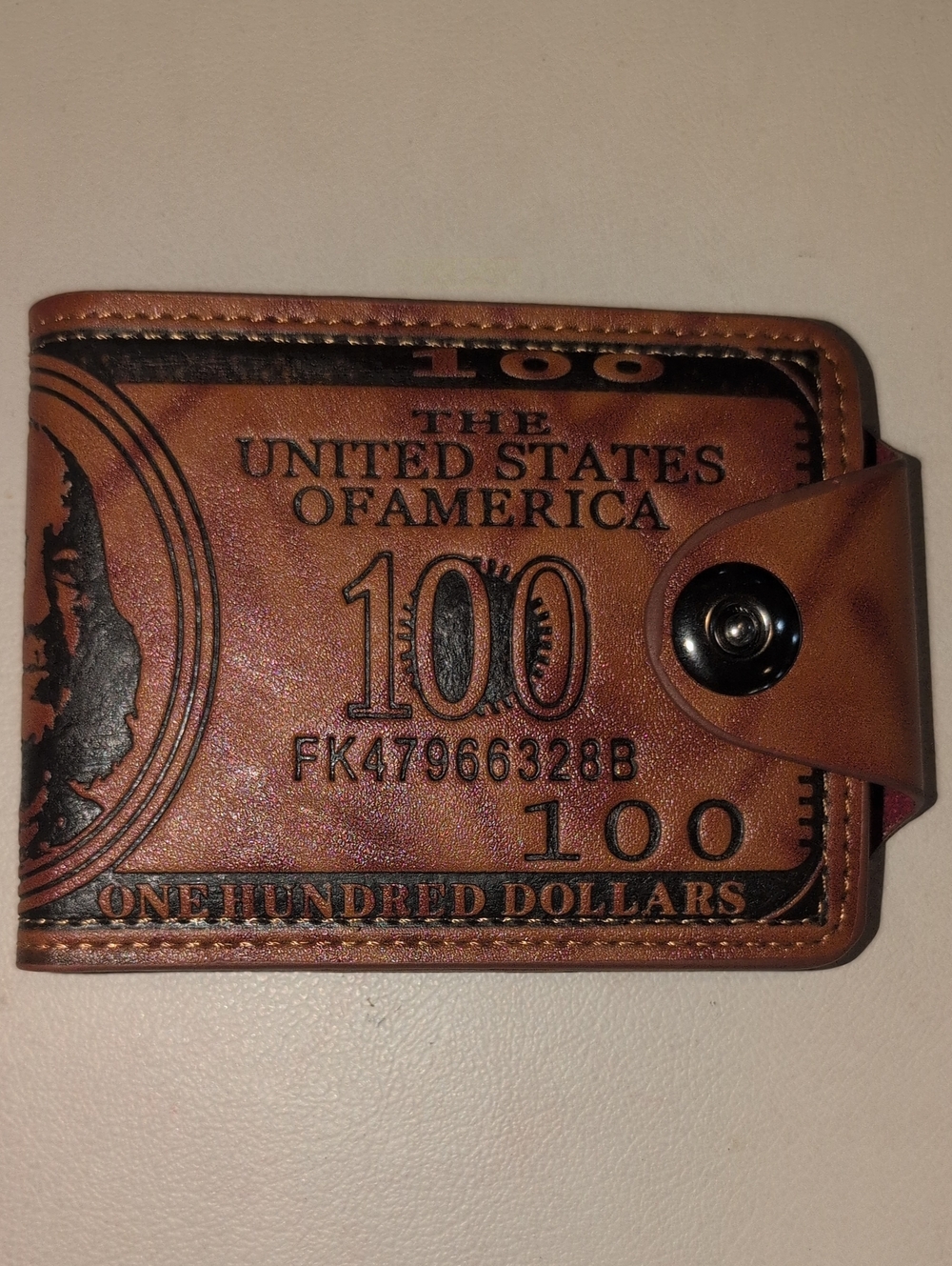 Brown Wallet with $100 Look